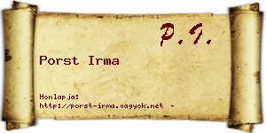 Porst Irma névjegykártya